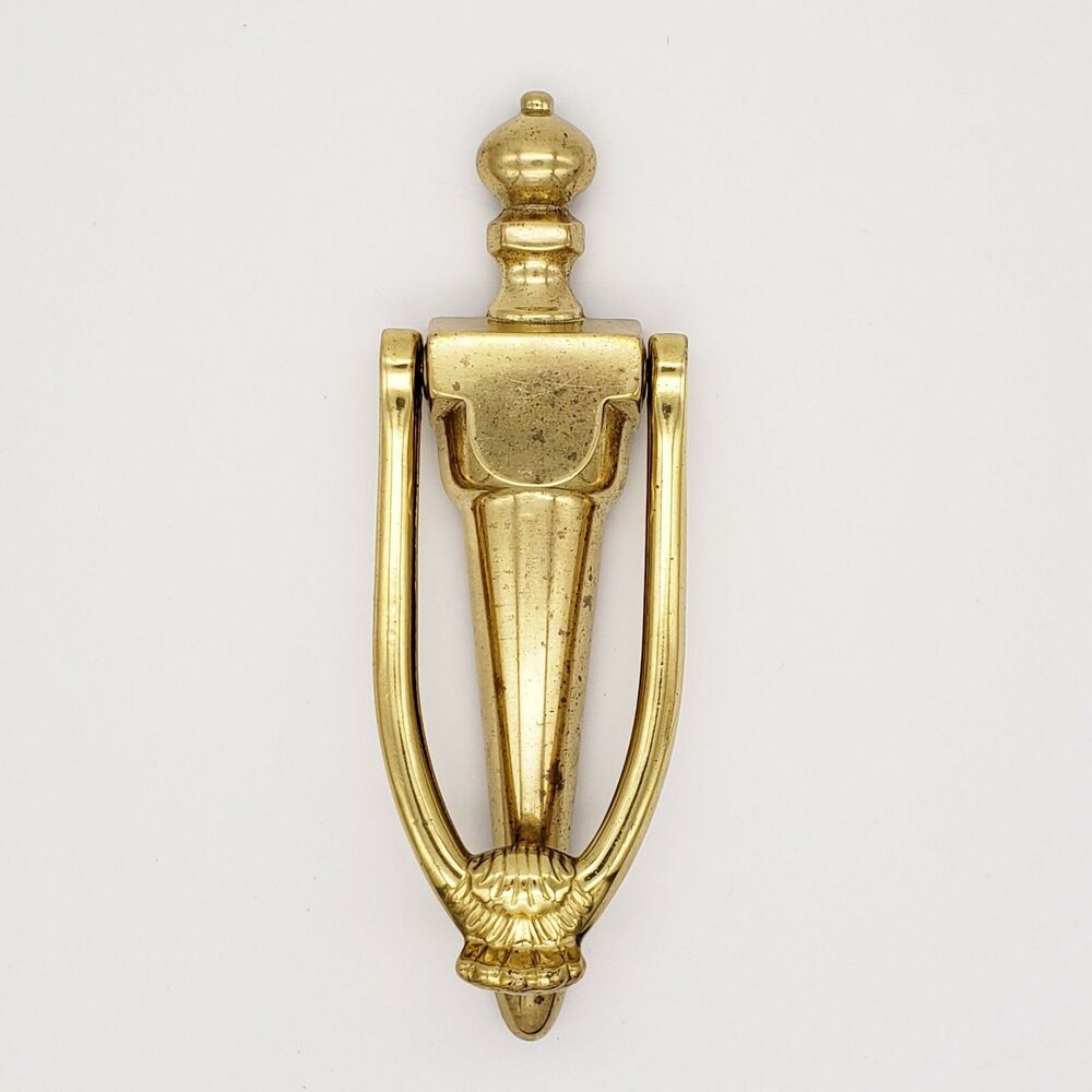 Brass Door Knocker Classic Traditional Elongated Embossed Home House Hardware